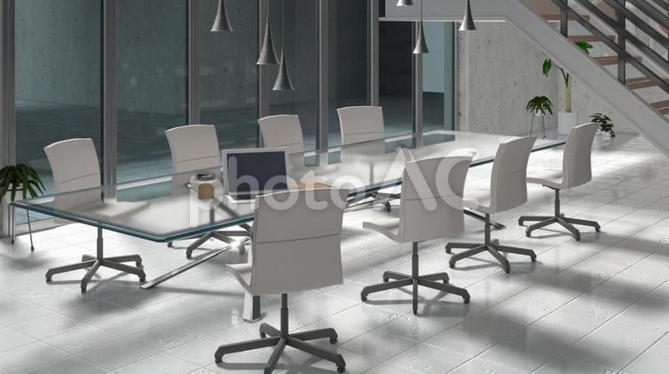 ガラス張りの会議テーブル 会議用テーブル,会議室,会議の写真素材