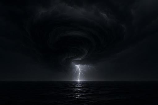 渦巻く暗雲と雷光 渦巻く暗雲と雷光の写真