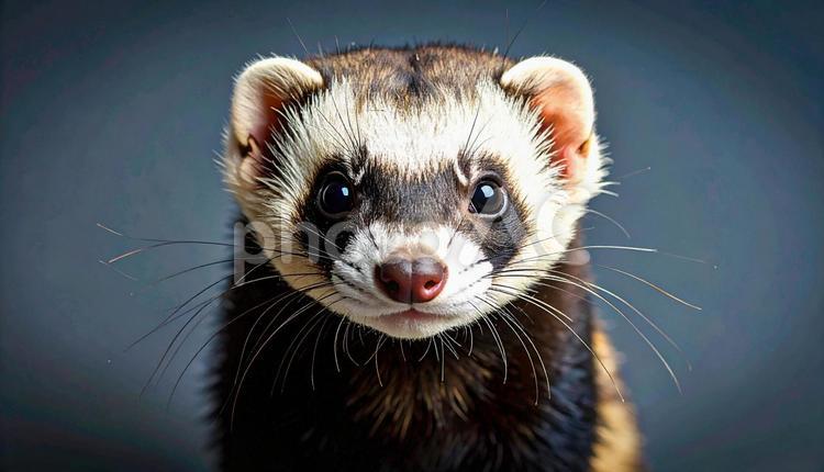 クロアシイタチ クロアシイタチ,耳,立つの写真素材