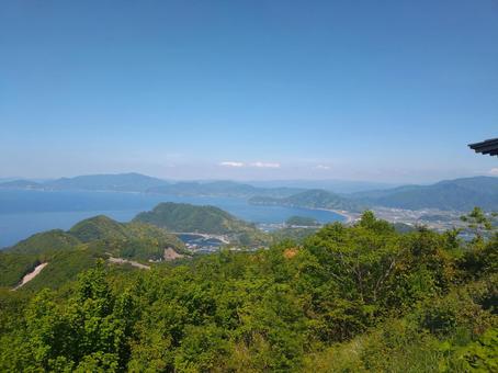 三方五湖レインボーライン 三方五湖,空,自然の写真素材