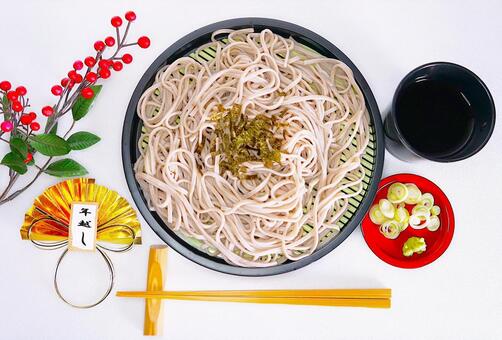 年越しそば（ざる） 年越しそば,ざるそば,南天の写真素材