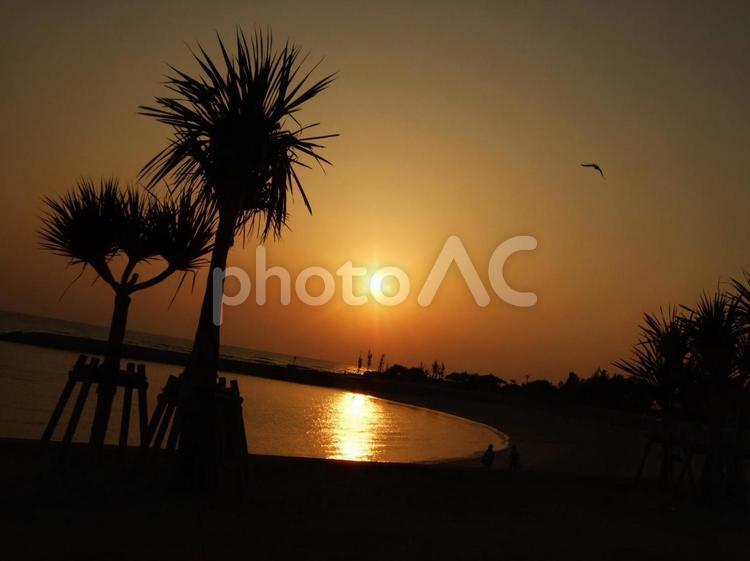 海と夕日9 海,夕日,夕焼けの写真素材