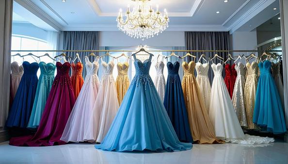 ウェディングドレスがかかる結婚式場の控室 ウェディングドレスがかかる結婚式場の控室の写真