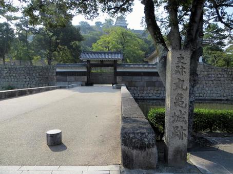 丸亀城 大手門 天守 丸亀城 大手門 天守 丸亀城,現存天守,高石垣の写真素材
