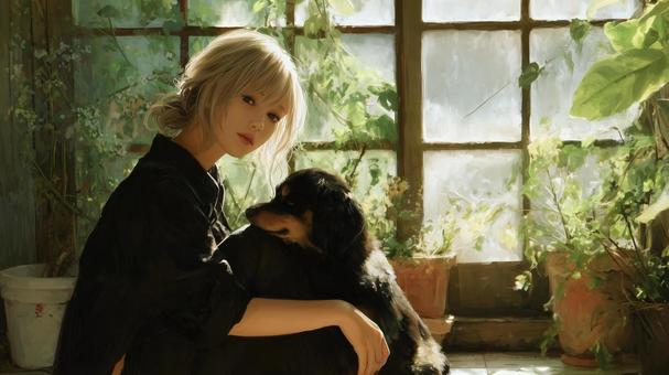 男性と猫 男性と猫の写真