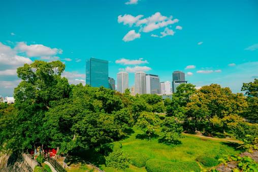 【大阪】大阪城公園の雰囲気 大阪城,お城,城の写真素材