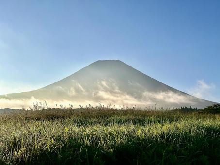 朝日に照らされる富士山 朝日に照らされる富士山の写真