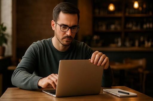 ノート横にある真剣な作業風景 ノート横にある真剣な作業風景の写真