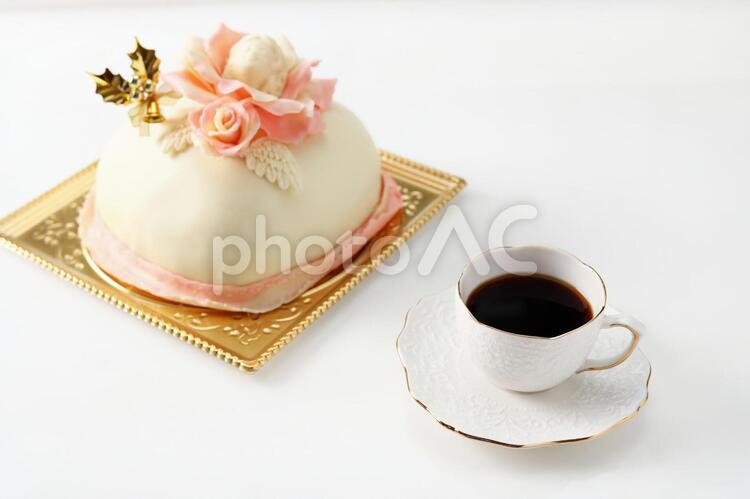 コーヒータイム クリスマスケーキ,クリスマス,珈琲の写真素材