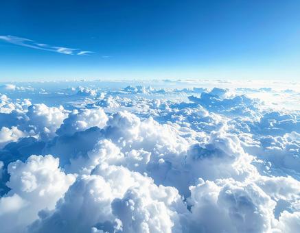 飛行機の窓から見える雲海 飛行機の窓から見える雲海の写真