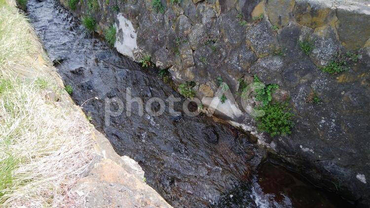 住宅地を流れる用水路の風景_2 用水路,水路,農業用水路の写真素材
