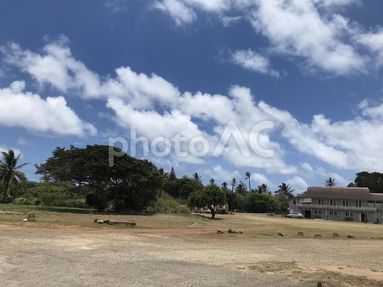 ハワイの田舎町 広場,ハワイ,田舎の写真素材