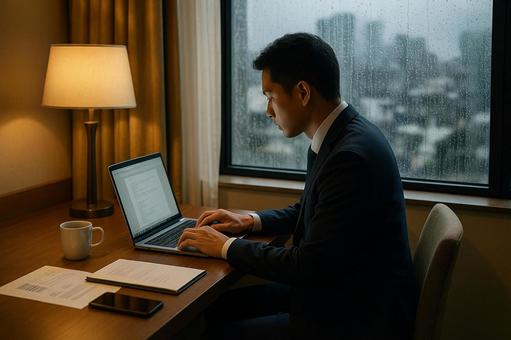 ホテルでの雨の日ワーク ホテルでの雨の日ワークの写真