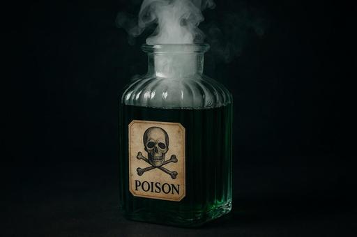 煙を出す毒薬の瓶 煙を出す毒薬の瓶の写真
