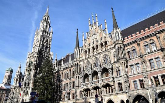 New Town Hall and winter blue sky in Munich, Germany, JPG