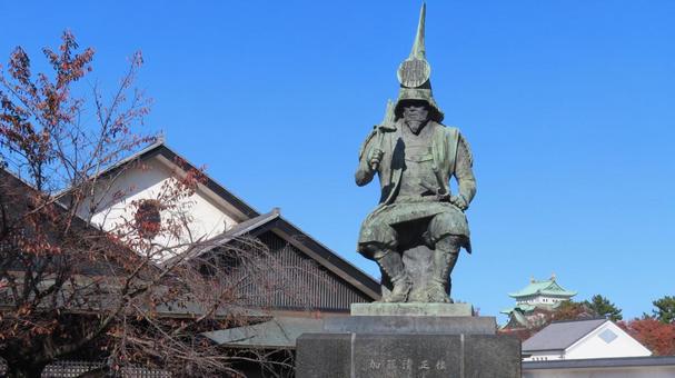 名古屋城　加藤清正の銅像　天守 名古屋城,尾張徳川家,御三家の写真素材