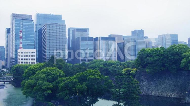 東京のビル群（竹橋周辺とお堀） 東京,町並み,ビル群の写真素材
