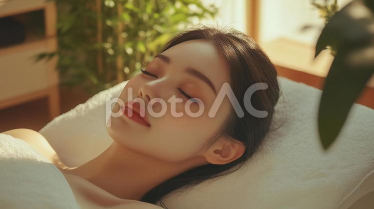 エステサロンで施術中の女性モデル エステ,サロン,モデルの写真素材