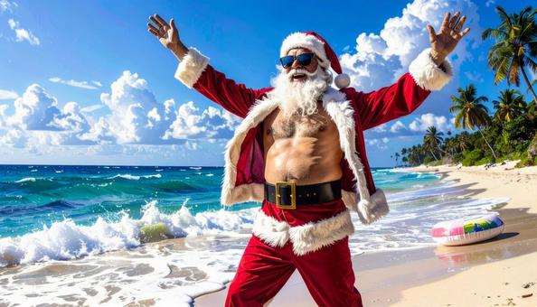 バカンス中のサンタクロース バカンス中のサンタクロースの写真