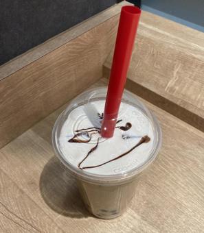 ミルクフォームとタピオカミルクティー ミルクフォーム,タピオカ,ドリンクの写真素材