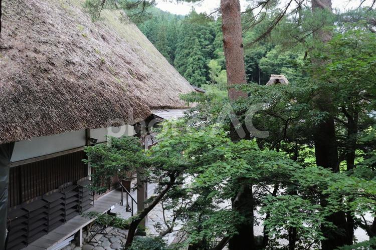 合掌造りの一部の風景 白川郷,家,観光地の写真素材