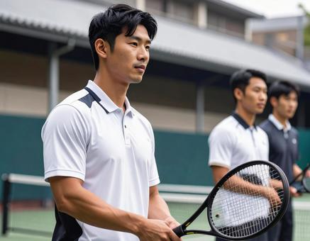 並ぶテニスの選手 並ぶテニスの選手の写真