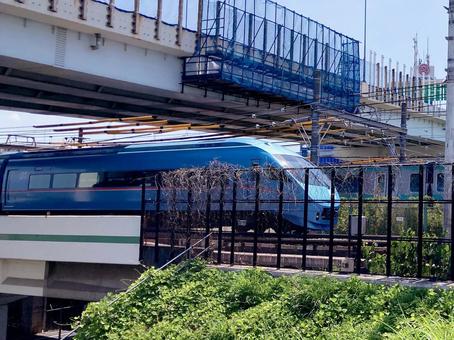 ロマンスカー ロマンスカー,青いロマンスカー,mse60000形の写真素材