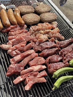 BBQ バーベキュー,焼き鳥,アウトドアの写真素材