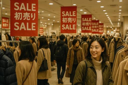 百貨店の初売り風景 百貨店の初売り風景の写真