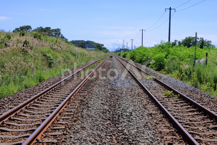 線路　複線非電化 線路,複線,非電化の写真素材