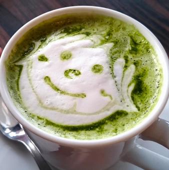 抹茶ラテのラテアート カフェ・喫茶店 抹茶ラテのラテアート カフェ・喫茶店 抹茶ラテ,ラテアート,カフェの写真素材