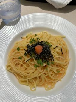 たらこと青ネギのパスタ パスタ,たらこ,明太子の写真素材