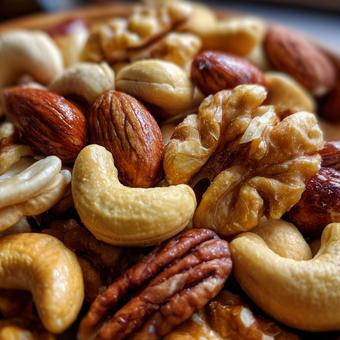 ミックスナッツのクローズアップの写真