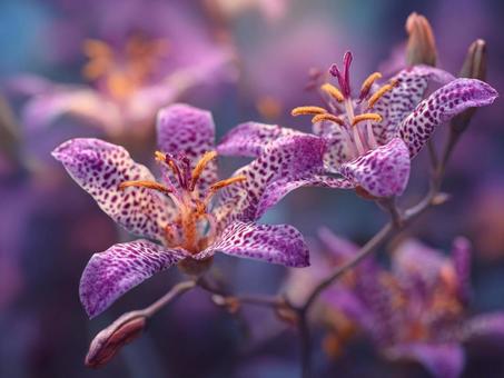 秋の庭を彩るホトトギスの花 秋の庭を彩るホトトギスの花の写真