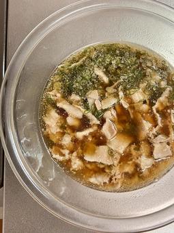 レンチンねぎ豚つけ汁 レンチンねぎ豚つけ汁 ご飯,夜ごはん,晩ごはんの写真素材