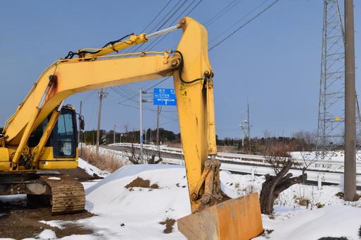 Construction machinery at a civil engineering construction site, JPG