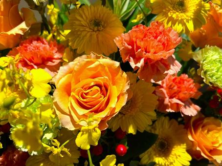 オレンジ系の花 花,アレンジメント,オレンジの写真素材