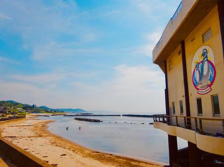 寺泊水族館と絶景ビーチ 寺泊水族館と絶景ビーチ 青空,空,絶景の写真素材