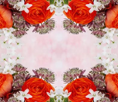 白やオレンジ色の3種花柄イメージ素材 白やオレンジ色の3種花柄イメージ素材の写真