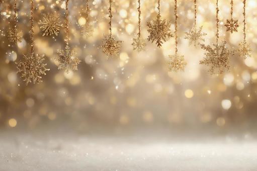 金の雪の結晶が輝く高級感ある冬背景の写真