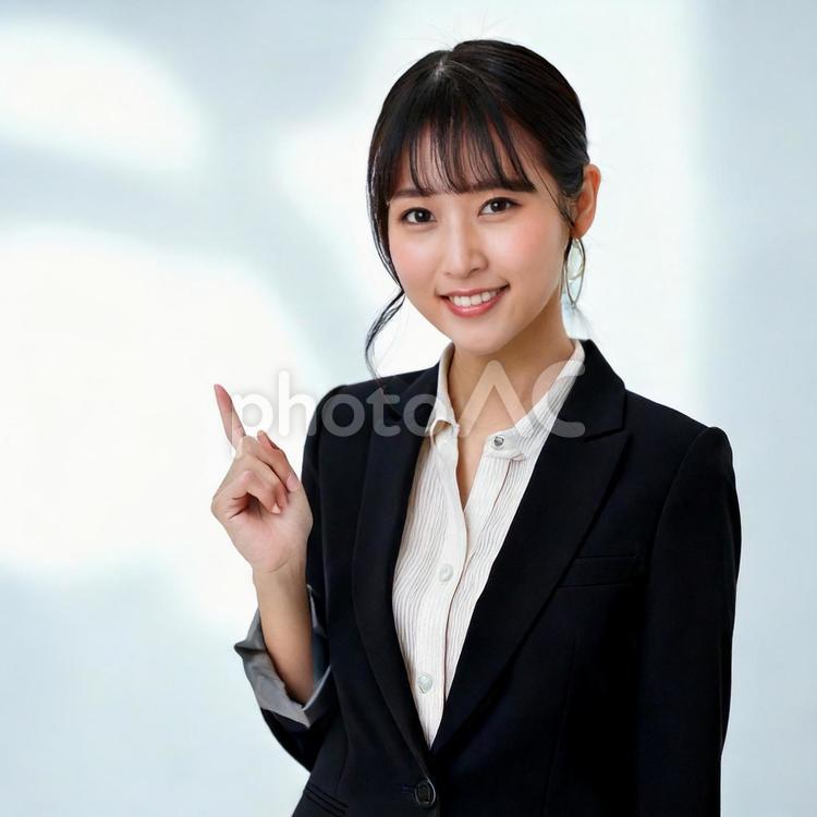 指を指してポイントを説明する女性 女性,説明,ビジネスの写真素材
