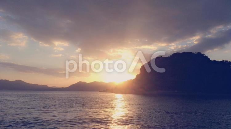 海と夕景 屋外,広島,尾道の写真素材