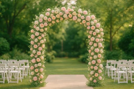 結婚式場のフラワーアーチ 結婚式場のフラワーアーチの写真