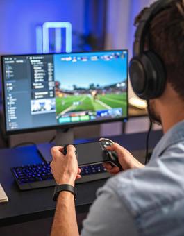 オンラインゲームを楽しむ人 オンラインゲームを楽しむ人の写真