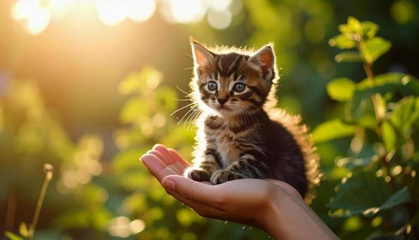 掌の上の子猫の写真