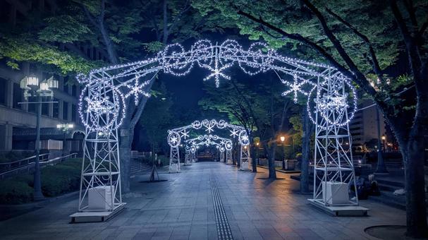 Image material of Nakanoshima area at night, JPG