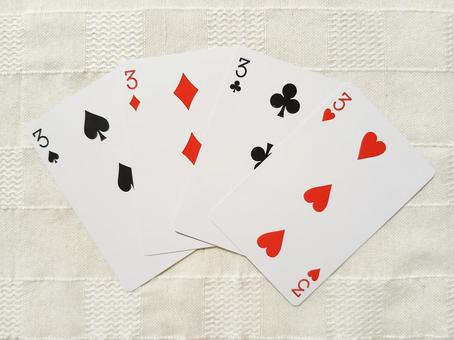 トランプの3 トランプの3 トランプ,3,カードの写真素材