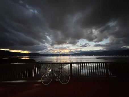 諏訪湖 諏訪湖,湖,風景の写真素材