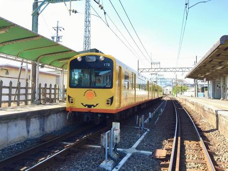 三岐鉄道北勢線の車両 ナローゲージ,鉄道,鉄道風景の写真素材