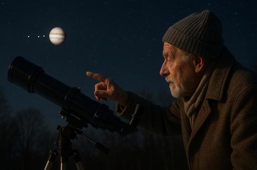 望遠鏡越しの木星観察 望遠鏡越しの木星観察の写真